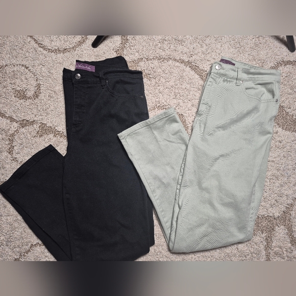 GUC Gloria Vanderbilt Sz 12 Amanda Jeans Mint Green And Black - Picture 2 of 6